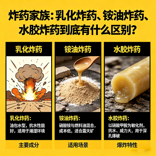 城步炸药家族：乳化炸药、铵油炸药、水胶炸药到底有什么区别？